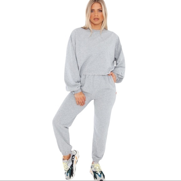 BAYSE Raw Hem Lounge Sweatshirt in Grey - Picture 2 of 4